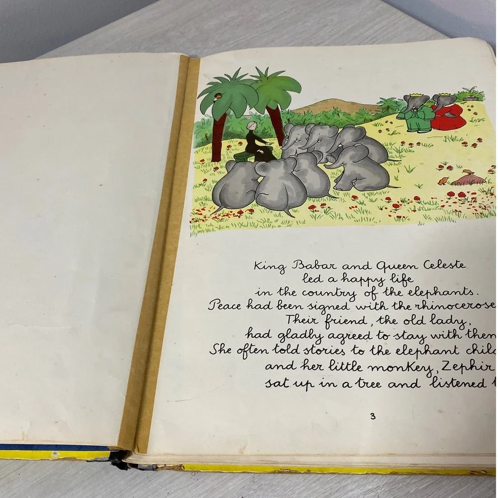 Vintage Babar the Elephant Book Lot 1937 1951 English French Jean de Brunhoff